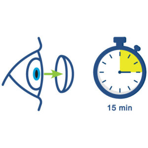 an eye, a contact lens, a timer